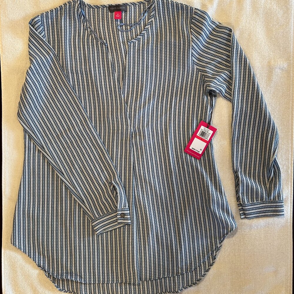 NWT Vince Camuto Blue and White Striped Blouse